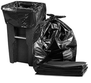 دائم 65 غالون أكياس القمامة ، أسود يمكن التخلص منها أكياس القمامة القابلة لإعادة التدوير