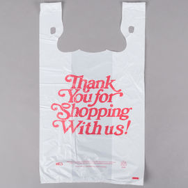 أبيض اللون شكرا لك تي شيرت أكياس التسوق البلاستيكية الطباعة حسب الطلب